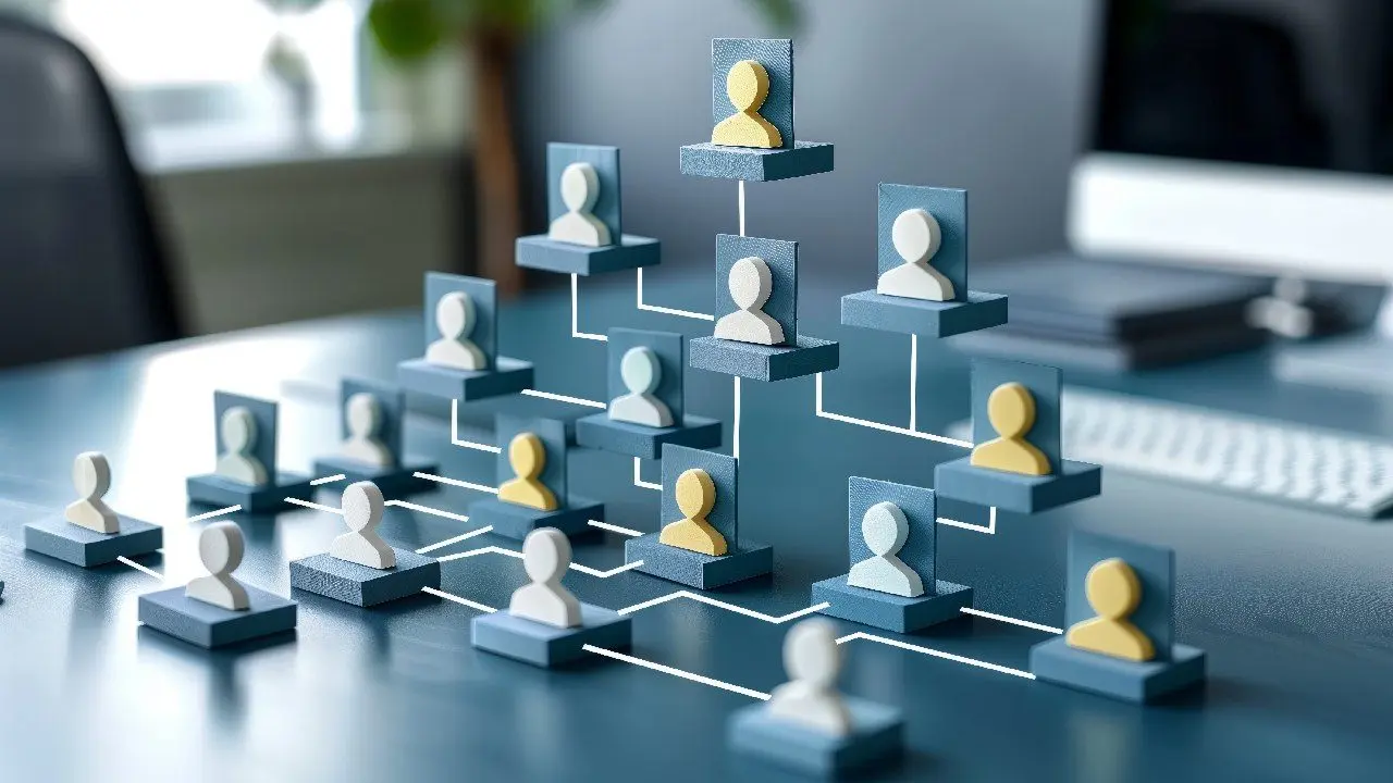 Visual representation of a business structure model showing team hierarchy—ideal for illustrating business structure planning and organisation.